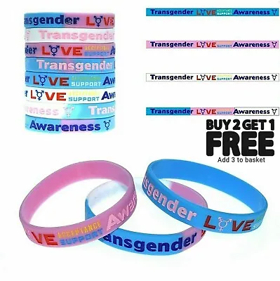 Trans Transgender Silicone Wristband Gay Pride LGBT Flag Bracelet Jewellery • £1.99