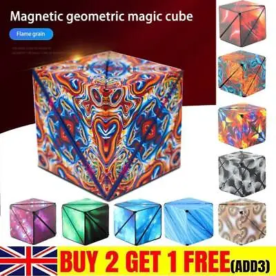 3D-Shashibo Shape Shifting Box Anti-stress Hand Flip Magic Cube Puzzle Toys Gift • £5.89