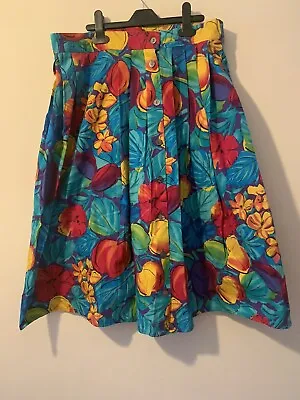 £5 • Buy Vintage Jaeger Floral Summer Skirt Size 12
