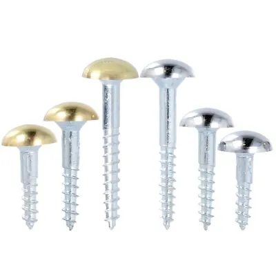 £3.79 • Buy 4 X MIRROR SCREWS Dome Cap Fixing Cover Polished Chrome Brass Choose Short-Long