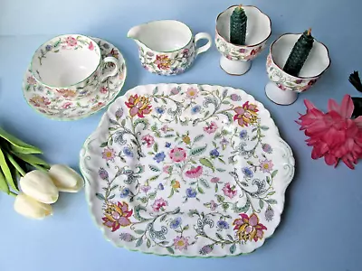 MINTON HADDON HALL LOT  *Creamer *Square Cake Plate *Cup & Saucer *Candlesticks • $129.99