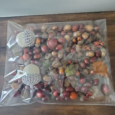 Bag Of Artificial ACORNS Bowl Fillers Mixed Felt Leaves Fall Harvest Misc Sizes • $9.50