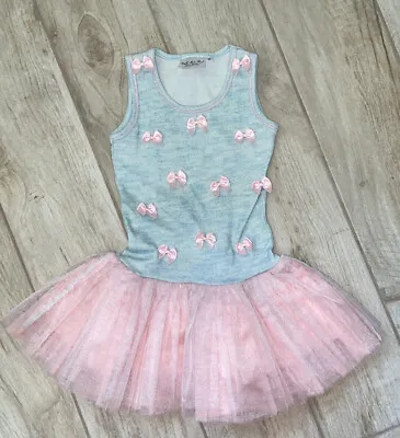 Ooh! La La Couture Girls Pink Tutu Tulle Bow Birthday Party Dress Girls 3T • $49.99