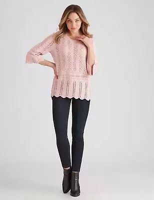 ROCKMANS - Womens Tops -  Elbow Sleeve Pretty Stitch Knit Top • $16.94