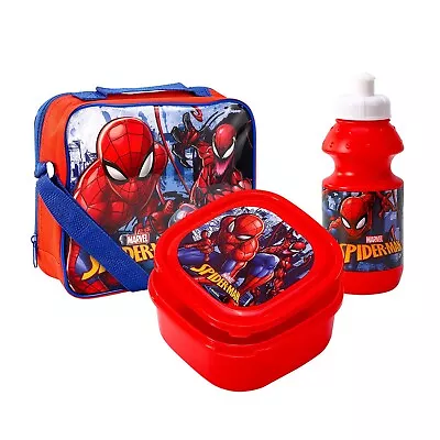 3pc Spiderman Lunch Box Set Childs School Sport Water Bottle Lunch Bag Lunch Box • £13.95