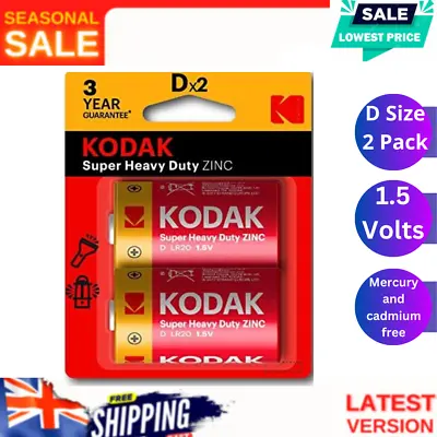 Kodak Super Heavy Duty Size D 2 Pack Zinc Batteries (30069367) • $5.99