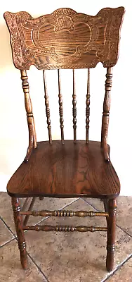 HW Hull & Sons Dark Solid Oak Spindle Chair Antique Quality Tiger Oak Pristine • $106.03