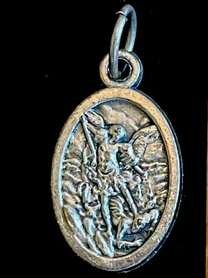 Vintage Catholic Saint St Michael Guardian Angel Silver Tone Medal Italy • $9.99