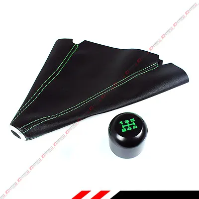 M10 X 1.25 JDM Type-R Blk Green 5 Speed Gear Knob + Leather Shift Boot For Mazda • $15.99