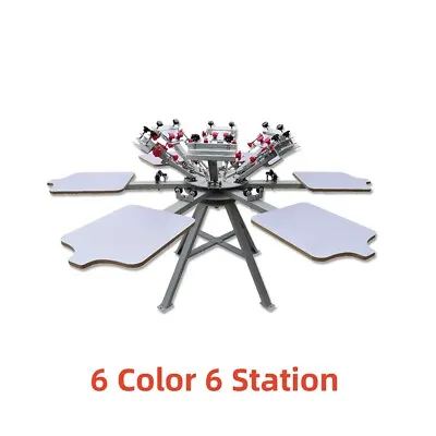 6 Color 6 Station Screen Printing Press Machine Micro Registration US Stock • $1579.90