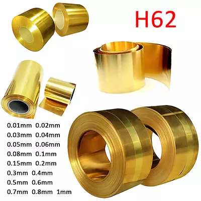 H62 Thin Brass Sheets CuZn37 Brass Foil Strip Craft Model Train Metal 0.01-1mm • £4.10