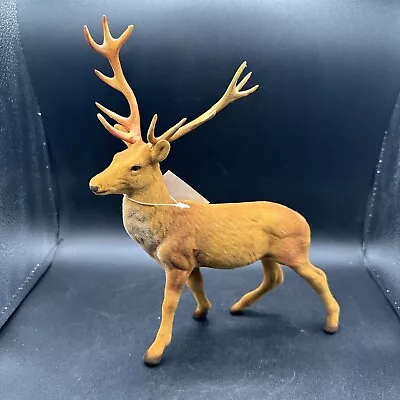 Brown Flocked Plastic Reindeer Stag Deer Buck 12 Point Antlers Christmas NWT • $14.95