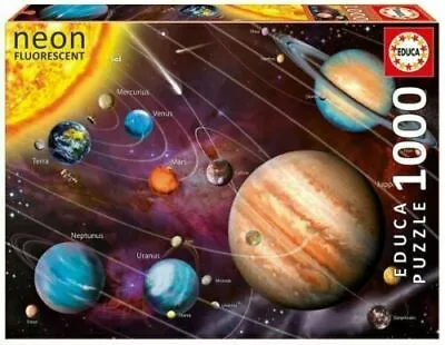 Educa NEON SOLAR SYSTEM 1000 Pcs PUZZLE Glow In The Dark PLANETS Space Xmas Kids • £13.99