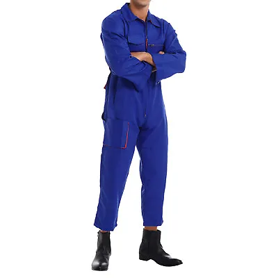 US Men Workwear Long Sleeve Coveralls Cargo Jumpsuit Mechanic Protecting Uniform • $32.11