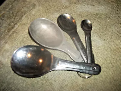 Set Of 4 Vintage Various Mixed Aluminum & Steel Measuring Spoons 2 1 Tablespoons • $8.99