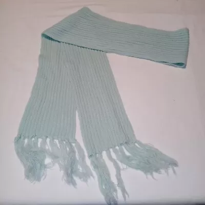 Women's Light Blue Knit Magic Scarf W/Fringe OSFA EUC • $4.50