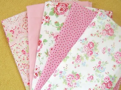 Cath Kidston Fabric Squares 10cm 4  Pack PINK 5 Patchwork Pieces CANDY FLOWERS • £3