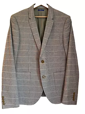Peter Werth Mens Slim Fit Cotton Check Blazer Jacket L • $43.55