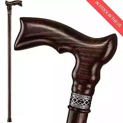 Classic Wooden Walking Cane Stick For Men Women Handmade Stylish Canes Oak Wood • $88.50