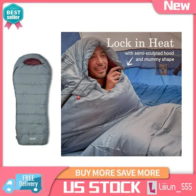 Coleman Tidelands 50-Degree Warm Weather Mummy Big And Tall Sleeping Bag Gray • $26.98