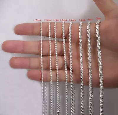 $205 • Buy Italian Solid Sterling Silver Rope Link Chain Necklace 925 Silver Chain UNISEX