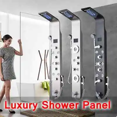 ELLO&ALLO LED Rain&Waterfall Shower Panel Spa Massage System Tub W/Hand Shower • $115.39