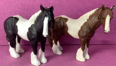 £10 • Buy Skewbald Shire Cob Horse Statue Animal Figure X2 Ornament T5251