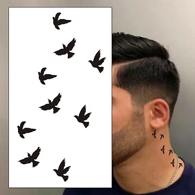 £1.99 • Buy Black Swallows Temporary Tattoo - Birds Waterproof Realistic Mens Kids Womens