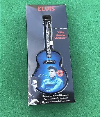 Elvis  Illuminated Musical Guitar Ornament Plays I’ll Be Home For Christmas • $8.88