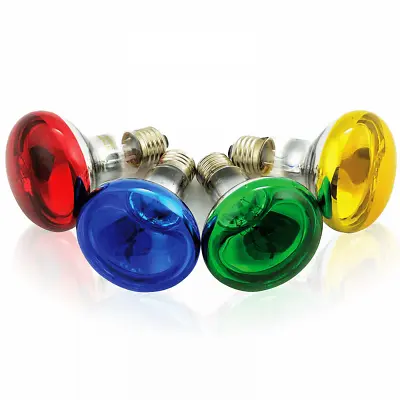 R80 Coloured Reflector Lamps Red Green Yellow Blue Blubs E27 Screw Fitting • £2.99