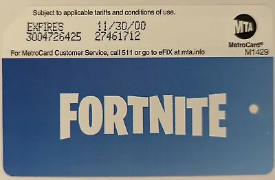 FORTNITE NYC MetroCard-Expired Mint Condition • $2.49