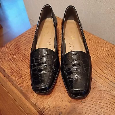Van Dal Verona III Ladies Black Patent Wedge Shoes Size 3 • £15