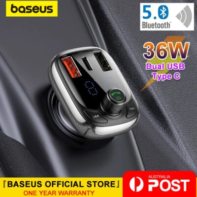 Baseus Handsfree Wireless Bluetooth5.0 Car Kit FM Transmitter MP3 Player Charger • $22.49