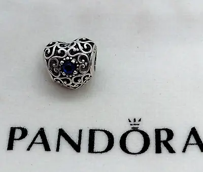 $69 • Buy PANDORA STERLING SILVER DECEMBER BLUE HEART CHARM  - Stamped S925 ALE - #791784