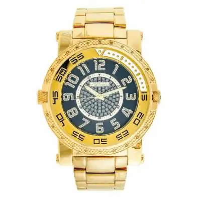 Jojino MJ-1226 Black Dial Gold Tone Stainless 0.25ct Diamond Men's Watch • $239.99
