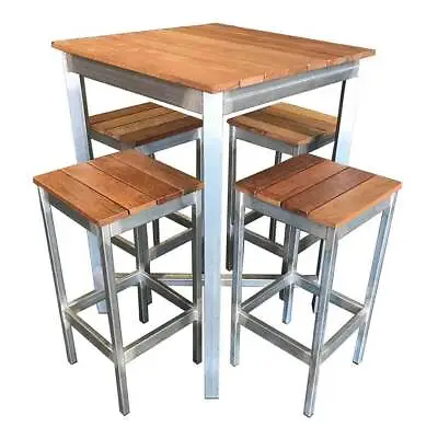 $1470 • Buy Beer Garden Outdoor Furniture Set 5 Piece Galvanised Timber Setting Bar 1070mm H