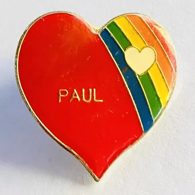 Paul Love Heart Rainbow Pin Badge Rare Vintage Name Gift (K23) • $9.99