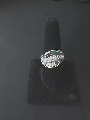 SILVER 925 MARCASITE & CZ RING SZ 9 1/2 EXC COND 9g WT STAMPED CAREER/CASUAL • $19.99