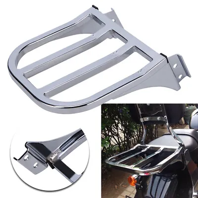 Motorcycle Chrome Sissy Bar Backrest Luggage Rack Rear Carrier For Harley Dyna • $43.19