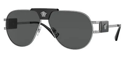 Versace Medusa Gunmetal Pilot Sunglasses - VE2252 100187 63 - Made In Italy • $99.99