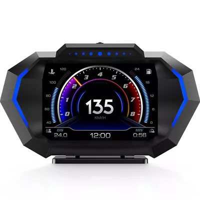 OBD2 GPS HUD Gauge Head Up Display Car Digital Speedometer Oil Temp Turbo Alarm • $43.69