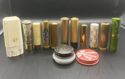 Misc Lot Vintage Metal Lipstick Tube Holder Brass Cases Other Makeup 50s-90s • $125