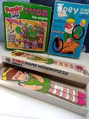 3 Vintage Toys Puzzles Jamima Ivor The Engine ring Game Spear's Joey Ring Game • £15