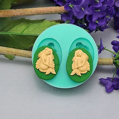 Mermaid 2 Cameos Flexible Silicone Mould For Crafts Jewelry Resin Scrapbookin • $8.99