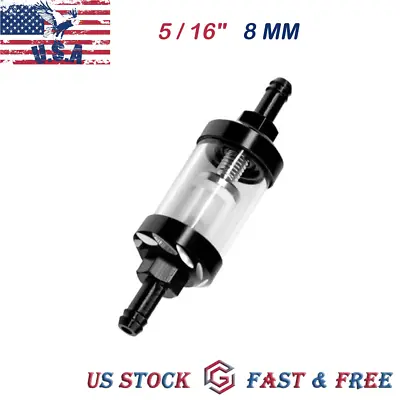 $7.59 • Buy Black Universal 8mm 5/16 Inline Reusable Motorcycle Fuel Filter Gas Washable
