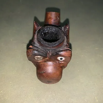 Vintage Briar Wood Monkey Head Carved Wooden Tobacco Pipe Smoking 919 • $14.95