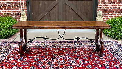 Mid-Century Spanish Catalan Table Sofa Hall Entry Console Table Oak Iron 82.5  W • $3750