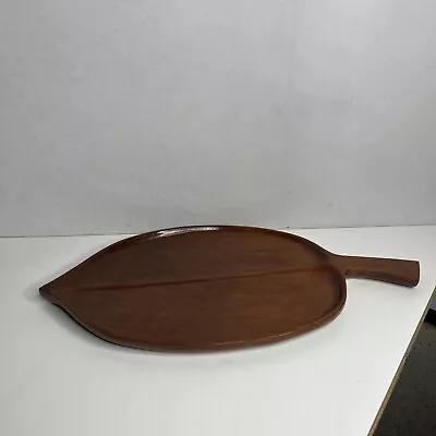 F. Cardozo Solid Mahogany Hand Crafted Wooden Leaf Divided Plate • $14.91