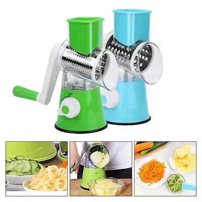 Rotary Food Slicer Chopper Cheese Grater Fruit Vegetable Shredder 3 Blade Cutter • £12.99