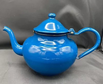 $15 • Buy Vintage Blue Enamel Tea Pot Made In Yugoslavia 14 Very Nice
